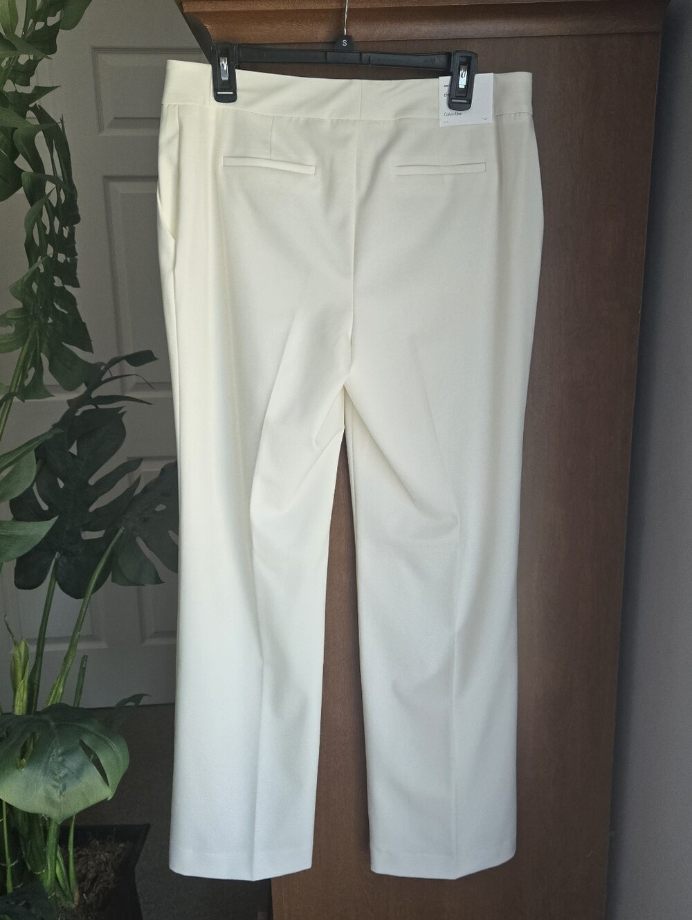 Calvin Klein Classic Fit Straight Leg Dress Pants Cream NWT Size 10 - Picture 4 of 7